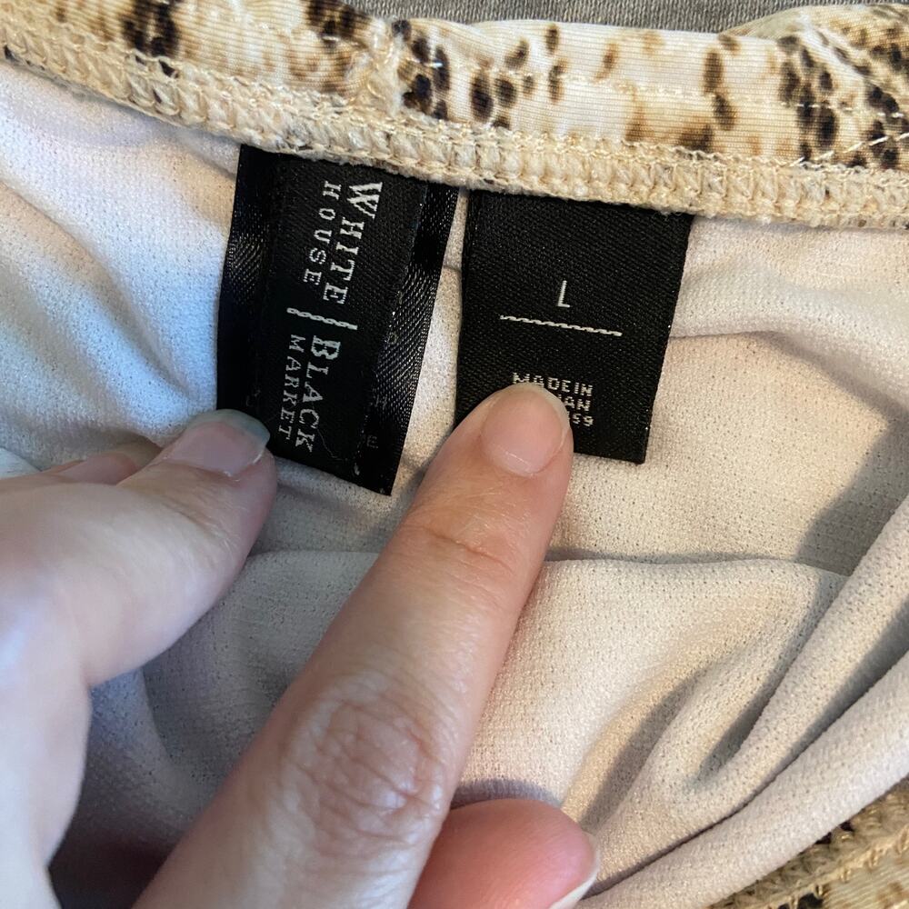 White House Black Market Women's Size Large Brown Cream Snakeskin Swim Bottom - Picture 7 of 9